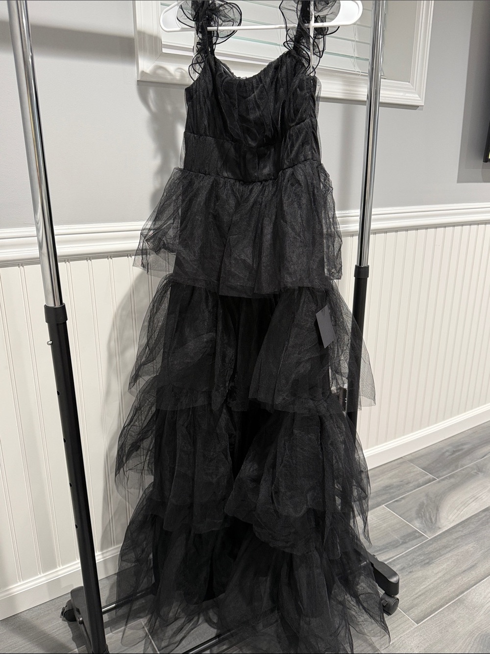 Lulu's Black Tiered Tulle Maxi Dress